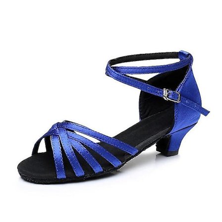 Dame Latin Sko Dansesko Scene Indendørs Chacha Basic Hæl Øvelse Lav Hæl Navy Tan Sort-happygo.39.Navy