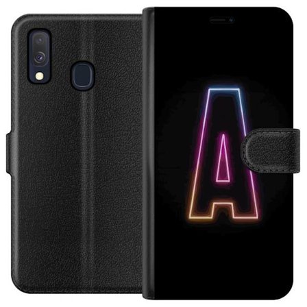 Yhteensopiva Lompakkokotelo Samsung Samsung Galaxy A40 Minimalistinen neonkirjain A sateenkaarenvärisessä valossa mustaa taustaa vasten modernissa t