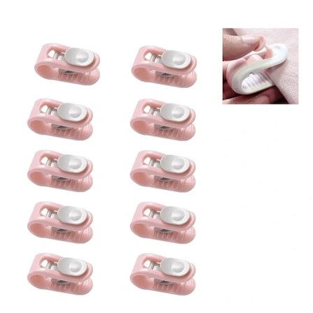 10-pak skridsikre klemmer uden nål til lagner dyne tøj sokker gardin tæppeklemmer (pink)