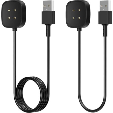 2-pack laddningskablar kompatibla med Fitbit Sense/Sense 2 och Versa 4/Versa 3 Smart Watches (3.3/1ft)