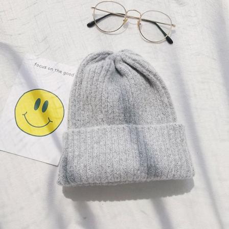 Varm vinterstickad mössa för dam vinter herr höst och vinter ull Håll värmen Plysch tröja unisex Mohair light gray M 55-58cm