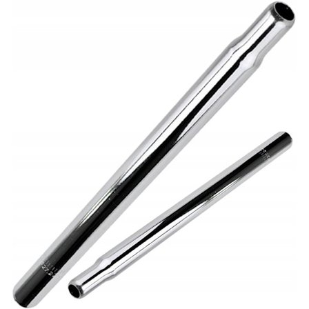 Silverfärgad cykelsadelstolpe i stål, mått 25x450 mm