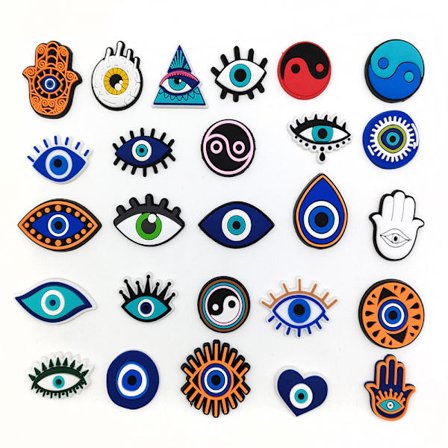 26 stk PVC-sko dekorasjoner (demonøyne) - Tegneserie sko dekorasjon