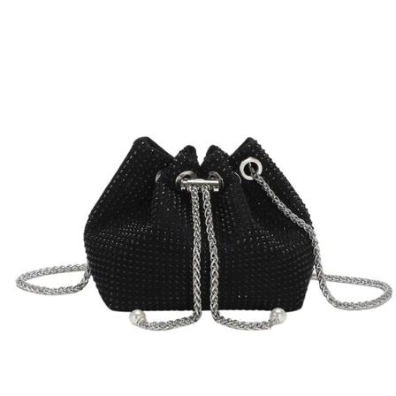 Uusi kiiltävä keinonahkainen laukku, jossa on helmiäisketju, ämpärimalli, olkalaukku, crossbody-laukku