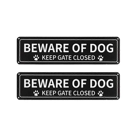 2-pak Pas på hunden-skilt, 30,5 x 7,6 cm rustfrit 0,040 aluminiummetalskilt, reflekterende, falmebestandigt
