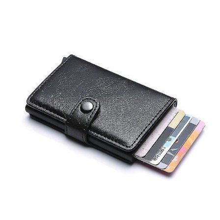 2024 PopUp Smart Kortlommebørsteholder - 8 Kort RFID-NFC Sikker - Sort