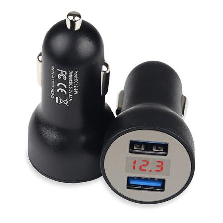 2 USB-billaddare 3.1A Mobiltelefon Billaccessoarer Carregador De 12-24v Automotiva LED Röd Spänningsdisplay Adapteruttag Snabb