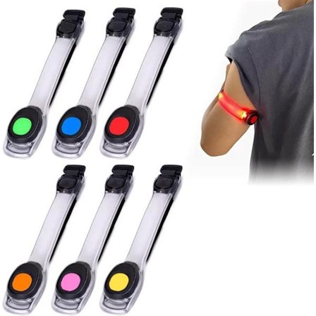 LED armbånd—Rød—2 udskiftelige batterier—3 lystilstande—Justerbar velcrorem