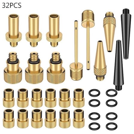 Cykelmässing Presta & Schrader för ventiladapter kul pumpnål inflation (32 st)