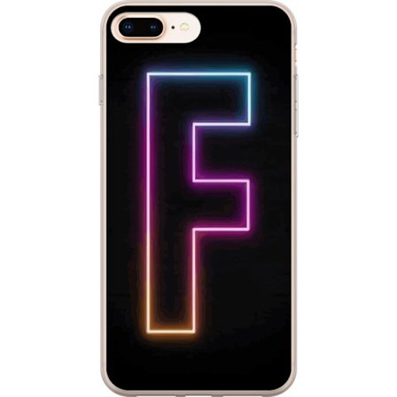Yhteensopiva Puhelinkuori Apple Apple iPhone 7 Plus Neonkirjain F vaaleanpunaisella, sinisellä ja keltaisella valokehyksillä tummaa taustaa vasten,