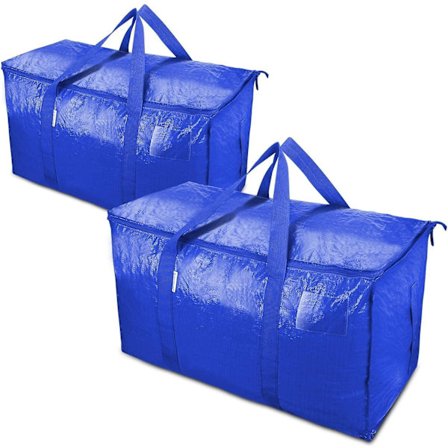 '2 Pack Extra Large Heavy-Duty Moving Bags with Zippers & Carrying Handles, for Space Saving