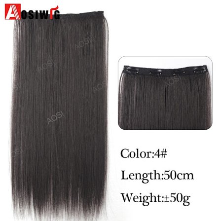 20 tuuman synteettinen pitkä suora klipsi, yksiosainen hiustenpidennys 4 klipsiä tekovaaleat hiukset ruskea musta lämmönkestävä tekohius