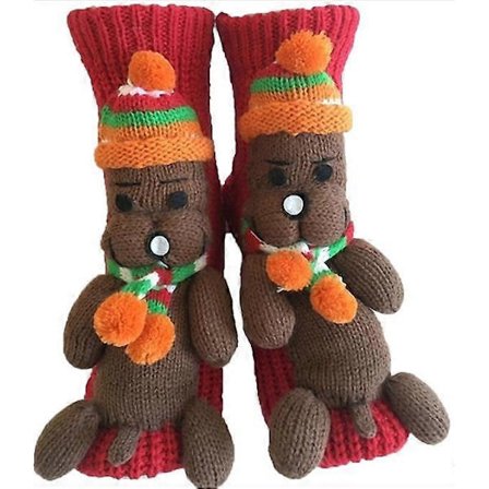 Dame Strikkede Sokker Vinter Varme Jul 3D Tegneserie Dyr Strømpe