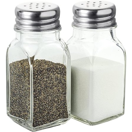 Salt- og pepperbøsser i glass (gjennomsiktig)