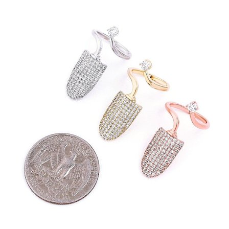 Nagelring för Kvinnor Guld Silver Färg Ring Isad Ut Aaa Mikro Pave Justerbar Ring Hip Hop Smycken Present