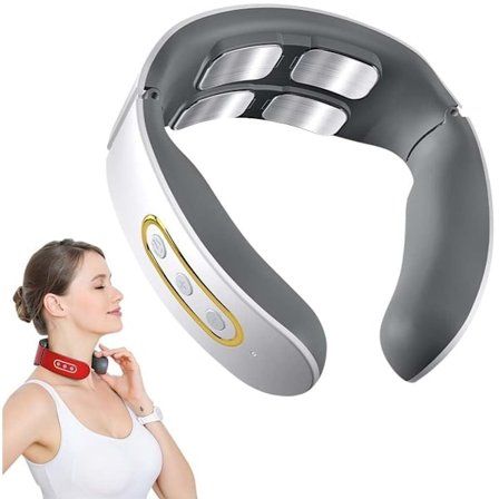 [LLC] Nakkemassageapparat, ny nakkemassageapparat til nakkesmerter med, elektrisk opvarmet massage til halsryggen, smertelindring til hjemmet, 