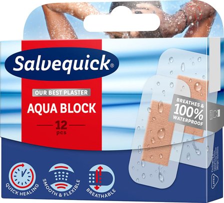 Salvequick Aqua Block 12 stk, Medicin & Pleje, Plastre, Sårplastre