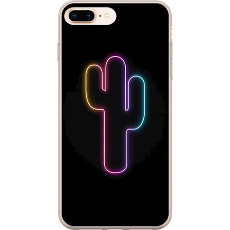 Yhteensopiva Puhelinkuori Apple Apple iPhone 7 Plus Neonpiirros kaktuksista vaaleanpunaisessa ja sinisessä valossa tummaa taustaa vasten