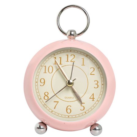 Enkel og stille quartz klokke for nattbord (rosa), batteridrevet lydløs bordklokke, analog vekkerklokke, retro vekkerklokke for soverom, enkel og høy 