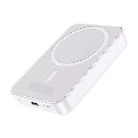 Powerbank Magnetisk med Trådlös Laddning 10000 mAh - Vit
