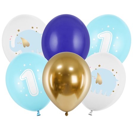 Ballongset 1 År Baby Blå 6-pack - Partyninja.se