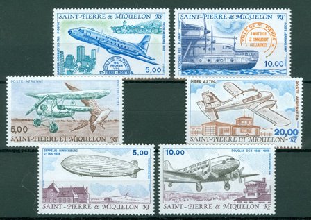 St. Pierre & Miquelon - Årgang Luftpost 1987-1990 - Postfrisk
