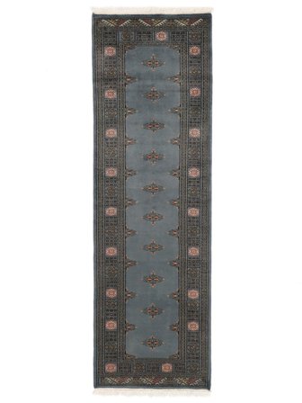 Noué À La Main Pakistan Boukhara 2Ply Tapis 78X247 De Laine Noir/Gris Foncé Petit