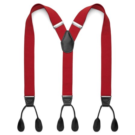 Szerokie ciemnoczerwone szelki na guziki dla mężczyzn - Szelki na guziki
