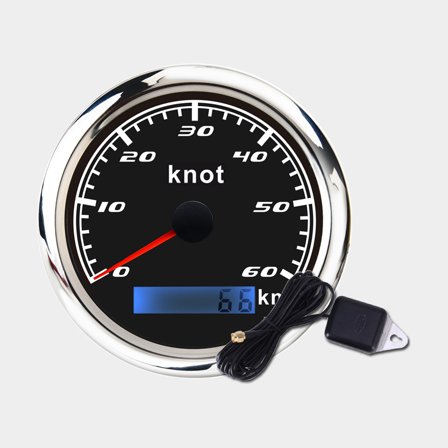 Compteur de vitesse iGauge, imfri, Ø85 mm, 12 V / 24 V, argent/noir, GPS, 0 - 60 nœuds + capteur GPS