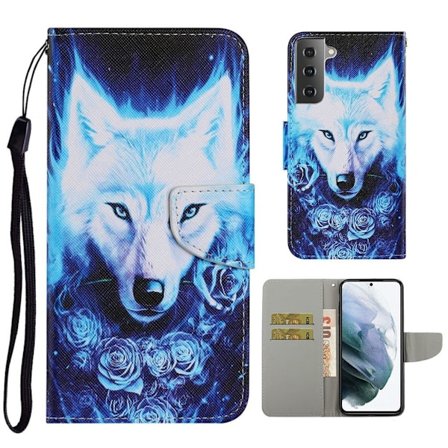 Wonderland Samsung Galaxy S21 FE Läppäkotelo - Valkoinen Wolf