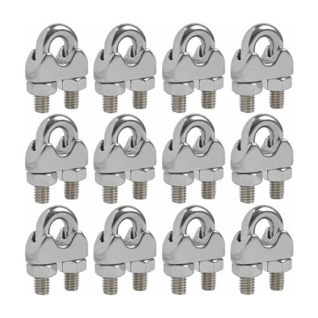 12 stk. wire reb klemmer M4 U-bolt kabelklemmer i 304 rustfrit stål U-bolt klemmer til 4 mm stålwire reb