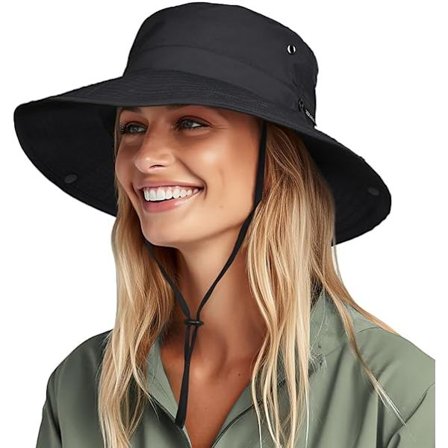 Solhat til Kvinder Mænd UV-Beskyttelse Safarihat Kvinder Sommer Bred Skygge Sammenfoldelig UPF50+ Vandring Fiskeri Cowboy Stil