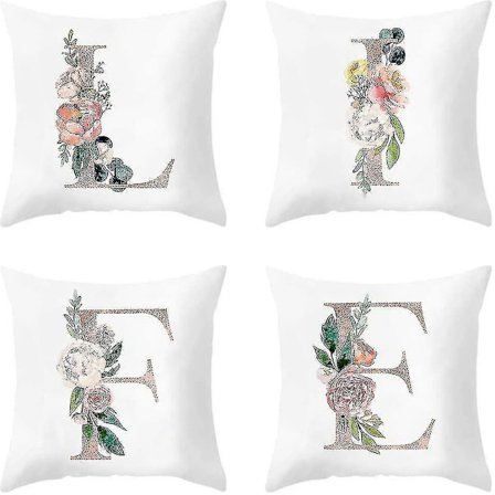 4 stk Engelsk Alfabet Putetrekk Putesett Myke