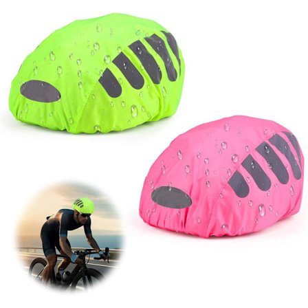 2x Sykkelhjelm Regntrekk - Vanntett Beskyttelse med Reflekterende Striper - Universell Passform for Sykkelhjelmer