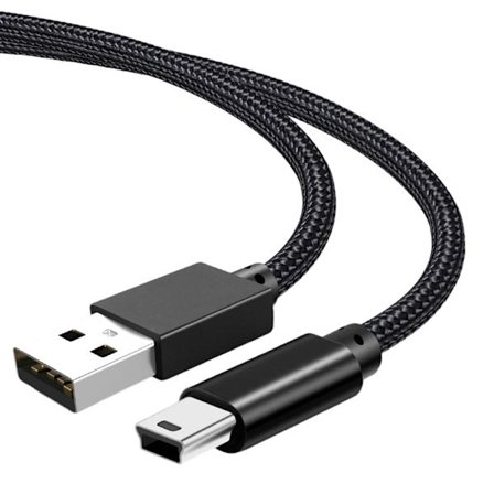 Nylonflettet Mini USB-kabel Ladekabel for spillkonsoller og kart-enheter