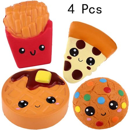 Squishies Anti-Stress Leksaker Pommes Frites Tårta Biscuit Pizza Gadgets Serie