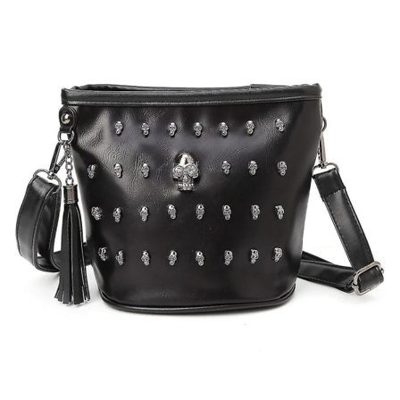 Muoti Naiset Pääkallo Punk Goth Tupsu Olkalaukku Crossbody Käsilaukku