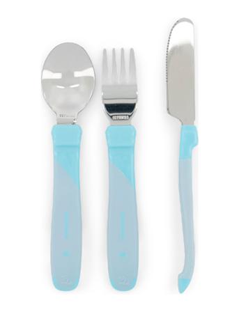 Twistshake Learn Cutlery Stainless Steel 12+M Pastel Blue Home Meal Time Cutlery Sininen Twistshake