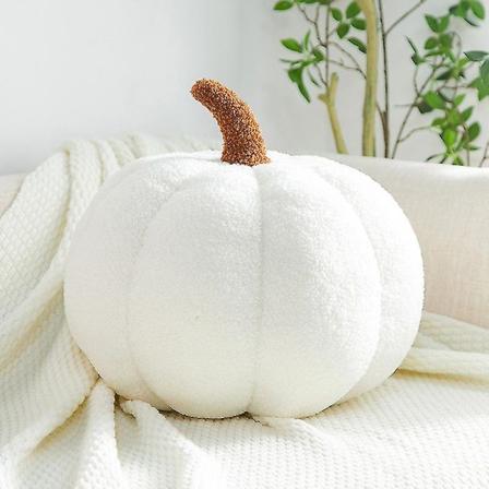Fleece græskar pude Ultra blød Sherpa dekorative sød 3d formet pude Halloween White