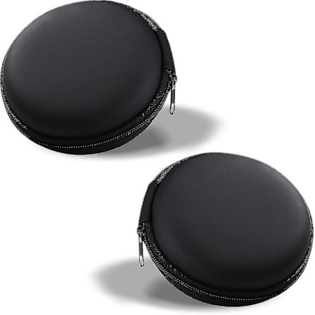 2 stk. Mini opbevaringsboks til hovedtelefoner, opbevaringsboks med stiv skal lynlås, hjelmbeskyttelsesboks