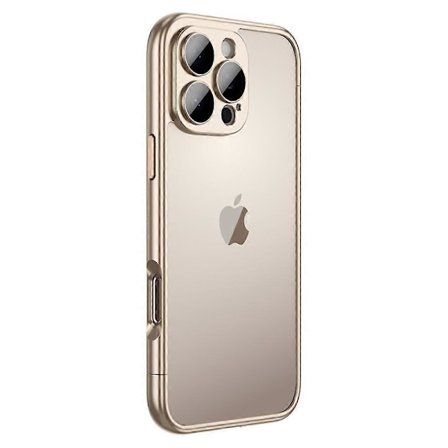 För iPhone 16 Pro Bumper Skal Elektroplätering Hårt PC Skyddsskal med Kameralinsskydd