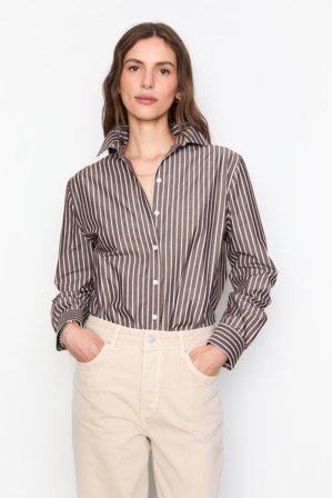CAMILLA PIHL - Fritilia Shirt - Dark Brown Stripe Size44