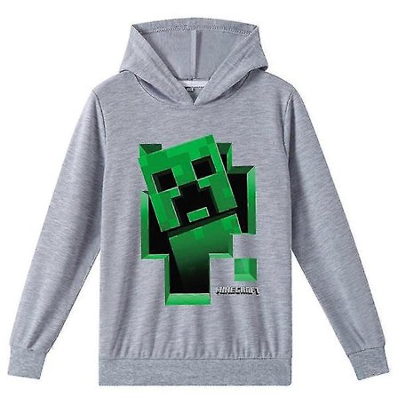 Minecraft Børne Creeper Print Hættetrøje Casual Langærmet Hættetrøje Sweatshirt Toppe -NMAOV