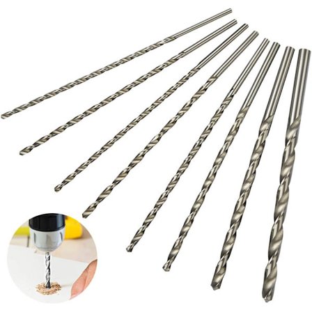 8 kpl Extra pitkät poranteräsetit 200 mm halkaisijaltaan 4 mm, 4,2 mm, 4,5 mm, 5 mm, 5,2 mm, 6 mm, 8 mm, 10 mm
