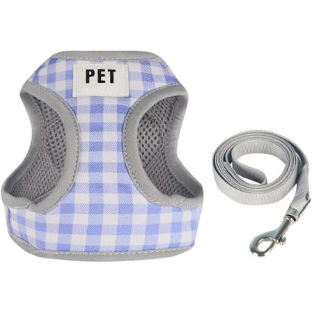 Rutig Personlig Hundsele för Mellanstora och Små Hundar Ingen Dragning Lätt Promenadsele Valp Liten Hundsele Hundväst för Bichon Pitbull Blå Medium