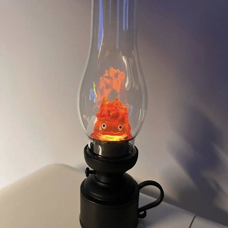 Howl's Moving Castle - Hængende Calcifer, Natlampe, Flamme Natlampe Led Flamme Lys Sengelampe Anime Natlampe Bordlampe Hjemmeindretning Og Christ