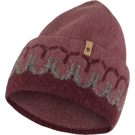 Fjällräven Övik Path Knit Beanie in Dark Garnet/Mesa Purple, Ull