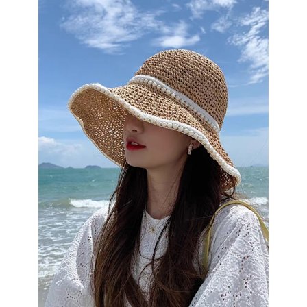 Dame stråhatt, dame solhatt, dame stråhatt, håndlaget b