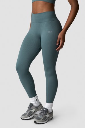 ICANIWILL - Ribbed Define Seamless Tights Wmn Jungle Green- Sportlegging - Dames - sportkleding van ICIW