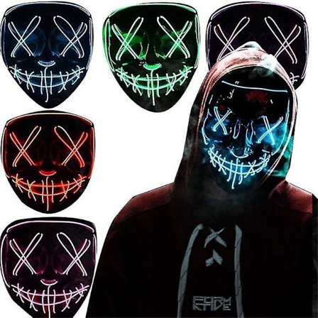 Halloween Clubbing Light Up Led Mask Costume Rave Party Purge 3 Modes